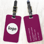 Étiquette À Bagage Logo promotionnel Magenta Rose Business Branding<br><div class="desc">Un logo simple pour votre entreprise. Remplacez le logo et les détails par le vôtre et changez la couleur arrière - plan dans l'outil de conception pour customiser. Idéal pour comme élément promotionnel à donner aux clients, aux clients et aux employés, ainsi que pour les voyages d'affaires et les foires...</div>