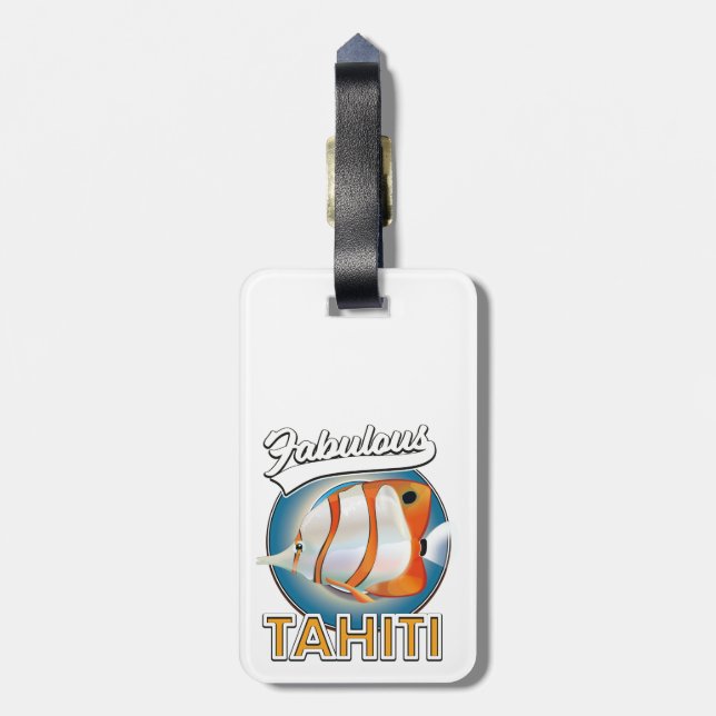 Étiquette À Bagage logo rétro fabuleux de Tahiti (Dos Vertical)