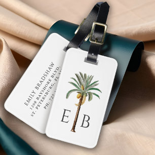Étiquette À Bagage Logo Royal Palm Classique Monogramme Tropical