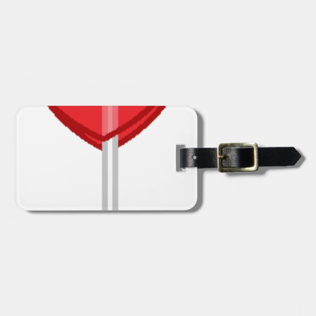 Étiquette À Bagage lollipop à coeur rouge (Devant horizontal)