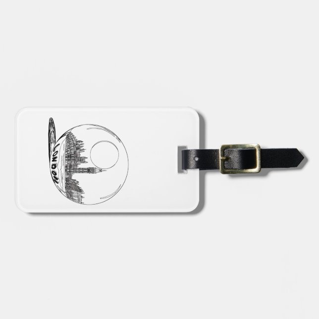 Étiquette À Bagage Londres dans une boule de verre. (Devant horizontal)