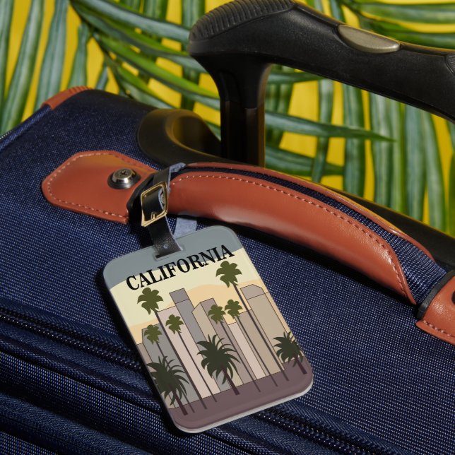 Étiquette À Bagage Los Angeles Cityscape Sunset Palm Trees Californie (Insitu Rectoal 1)