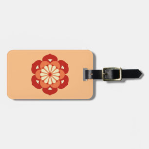 Étiquette À Bagage Lotus Flower Mandala, Pastel et Mandarin Orange