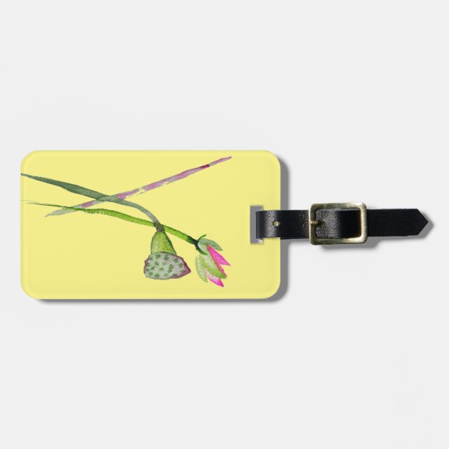 Étiquette À Bagage Lotus rose Fleur Zen Art bouddhiste (Devant horizontal)