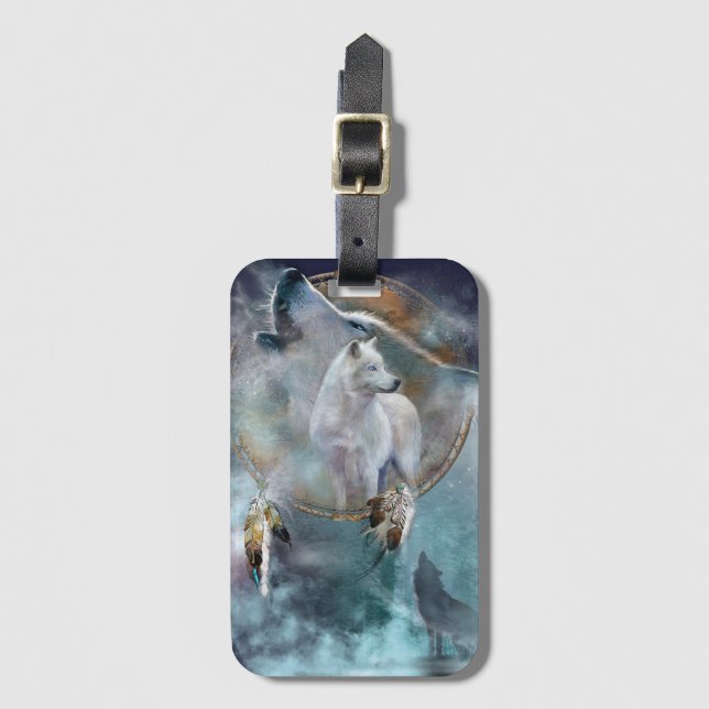 Étiquette À Bagage Loups et Dreamcatcher (Devant Vertical)