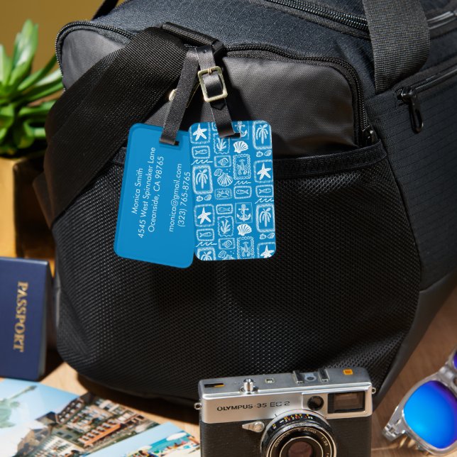 Étiquette À Bagage Love Notes from the Sea Seashell Ocean Beach  (Recto & Verso)