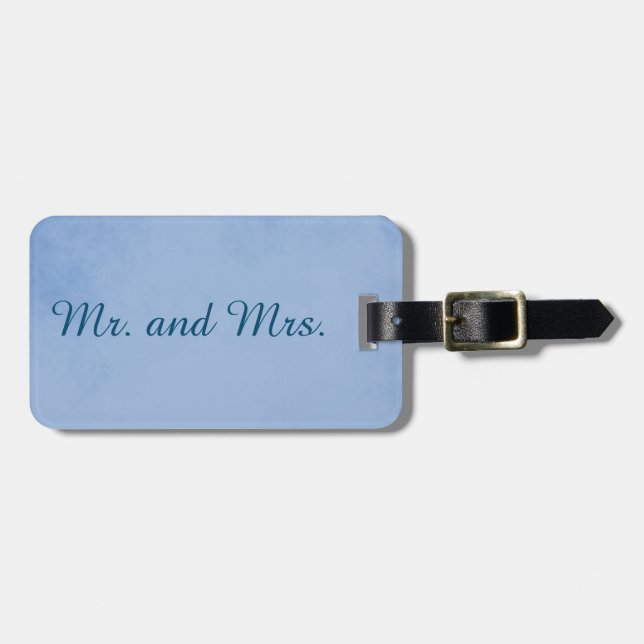 Étiquette À Bagage Lovely Blue Mr et Mme Parchment (Devant horizontal)