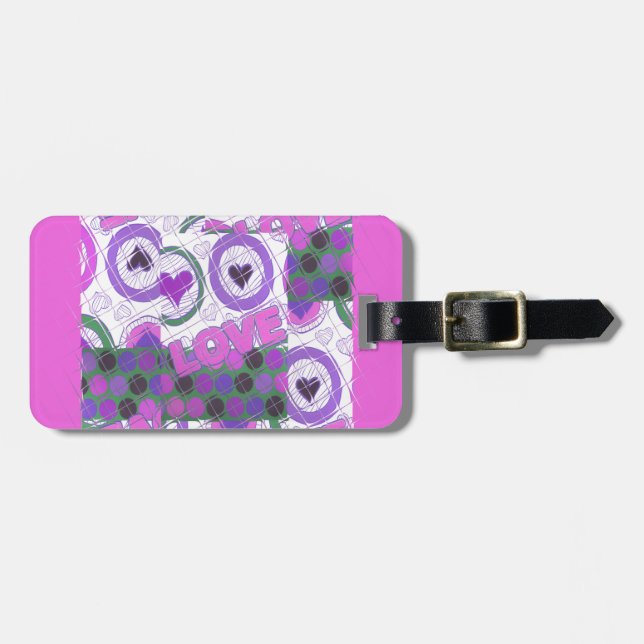Étiquette À Bagage Lovely Love Heart Motif Art Imprimer (Devant horizontal)
