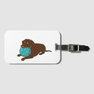 Étiquette À Bagage LR chocolate lab mâcher boule dessin animé
