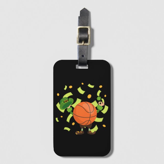 Étiquette À Bagage Lucky Basketball Joyeux jour de Patrick (Devant Vertical)
