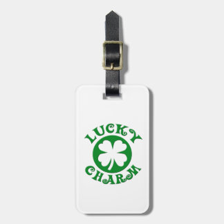 Étiquette À Bagage Lucky Charm Cercle vert/blanc