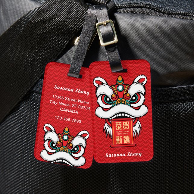 Étiquette À Bagage Lunar New Year Lion Dance with Banner (Créateur téléchargé)