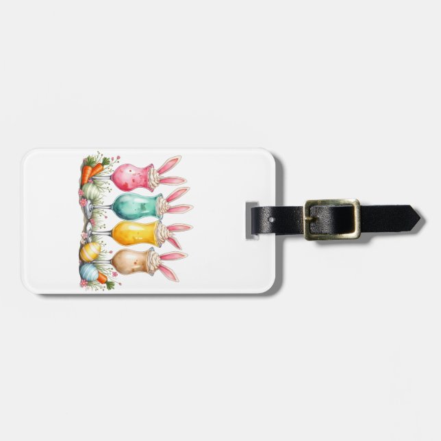 Étiquette À Bagage Lunettes de latte de Pâques avec des oreilles de l (Devant horizontal)