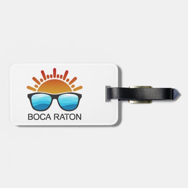 Étiquette À Bagage Lunettes de soleil Boca Raton Floride (Dos horizontal)