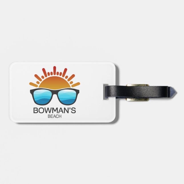 Étiquette À Bagage Lunettes de soleil de Bowman's Beach Floride (Dos horizontal)