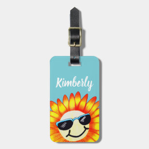 Étiquette À Bagage Lunettes de soleil d'été Sunflower & nom