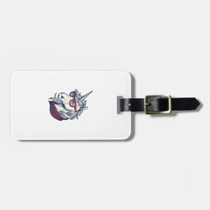 Étiquette À Bagage Lunettes de soleil drapeau licorne patriotique vec