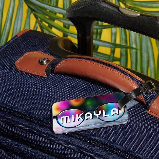 Étiquette À Bagage Lunettes de vue et fleurs tendance (Verso Insitu 1)