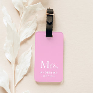 Étiquette À Bagage Luxe Elegance   Date Mme rose et Mariage