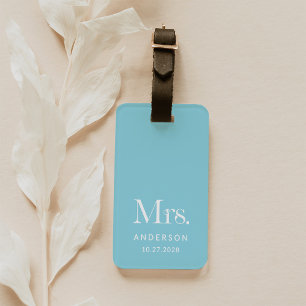 Étiquette À Bagage Luxe Elegance Robin Oeuf Bleu Mme Mariage Date