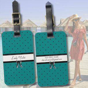 Étiquette À Bagage Luxe Moderne Monogramme Émeraude Voyage Été