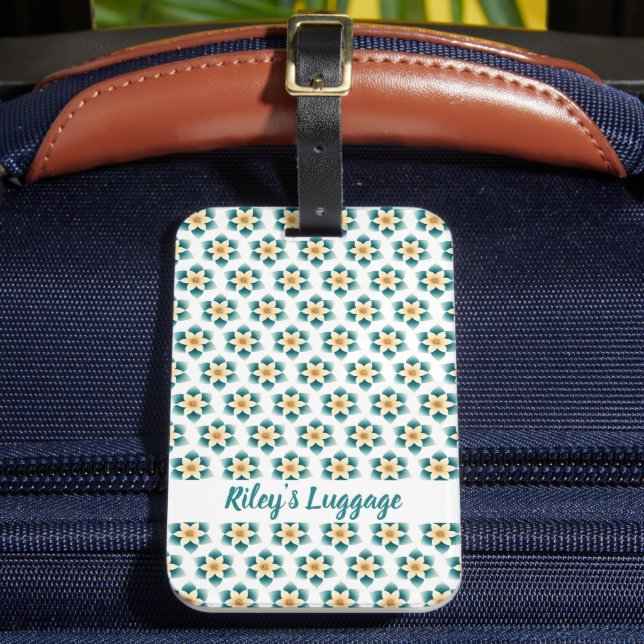 Étiquette À Bagage Luxe Turquouise Floral (Insitu Rectoal 2)