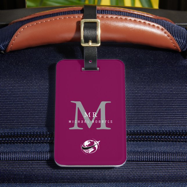 Étiquette À Bagage Luxure Moderne Monogramme Personnalisé, Nom (Insitu Rectoal 2)