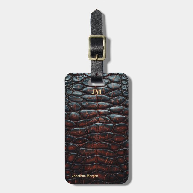Étiquette À Bagage Luxury Executive Monogram Premium Leather  (Devant Vertical)