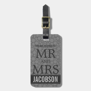 Étiquette À Bagage M. et Mme chics Personalized de mod de gris de