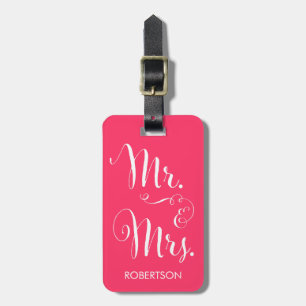 Étiquette À Bagage M. et Mme de fantaisie Luggage Tag - rose indien