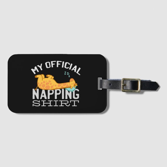 Étiquette À Bagage Ma chemise de sieste officielle - Giraffe endormie (Devant Horizontal)
