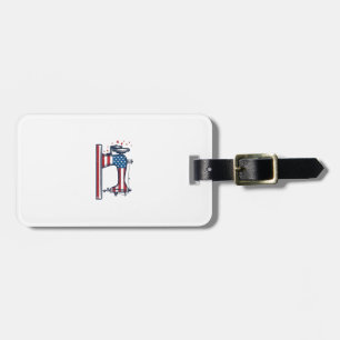 Étiquette À Bagage Machine à coudre patriotique Gravure vintage Vecto