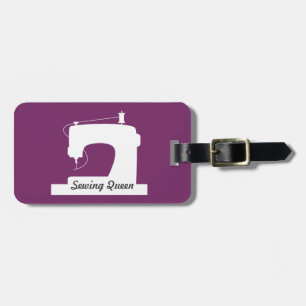 Étiquette À Bagage Machine à coudre / Votre Texte {Dark}