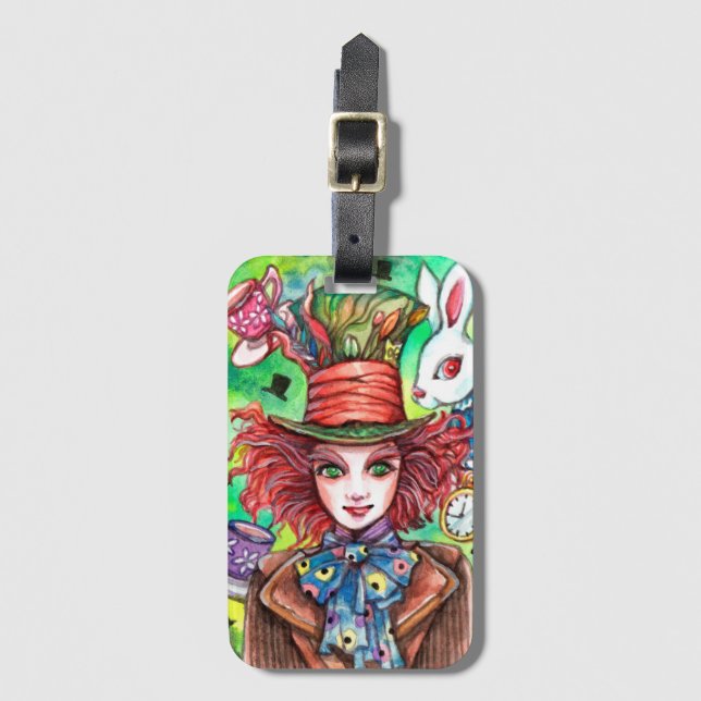 Étiquette À Bagage Mad Hatter et Rabbit (Devant Vertical)