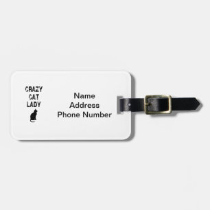 Étiquette À Bagage Madame folle verticale Design de chat