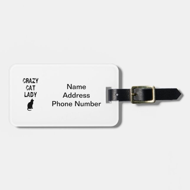 Étiquette À Bagage Madame folle verticale Design de chat (Devant horizontal)