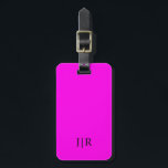 Étiquette À Bagage Magenta Lumineux Et Noir I Monogramme Moderne<br><div class="desc">Cette marque de bagage moderne a un riche arrière - plan Bright Magenta,  avec vos initiales en texte noir gras pour un look simple et élégant,  mais professionnel.</div>