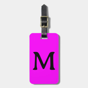 Étiquette À Bagage Magenta Monogramme Nom personnalisé Couleur Neon r
