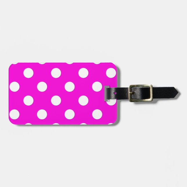 Étiquette À Bagage Magenta pois #FF00DC (Devant horizontal)