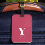 Étiquette À Bagage Magenta Simple Monogramme Nom tendance<br><div class="desc">Magenta Simple Monogramme de tendance Nom Bagage Balise</div>