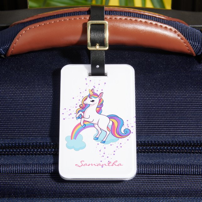 Étiquette À Bagage Magique Unicorn Rainbow Personnalisé (Insitu Rectoal 2)