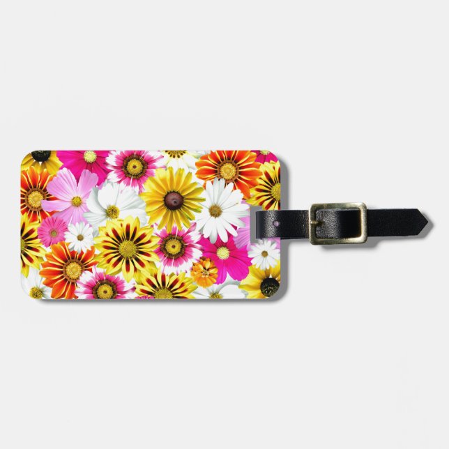 Étiquette À Bagage Magnifique fleurs rose jaune Accessoires motifs (Devant horizontal)