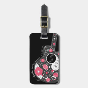 Étiquette À Bagage Magnifique guitare cool mignonne à la mode fleurs