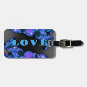 Étiquette À Bagage Magnifique motif de texte d'amour bleu galactique,