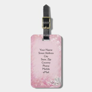 Étiquette À Bagage Magnolia rose (personnalisable)