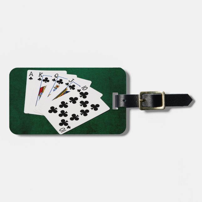 Étiquette À Bagage Mains de poker - Brosse royale - Costume de clubs (Devant horizontal)