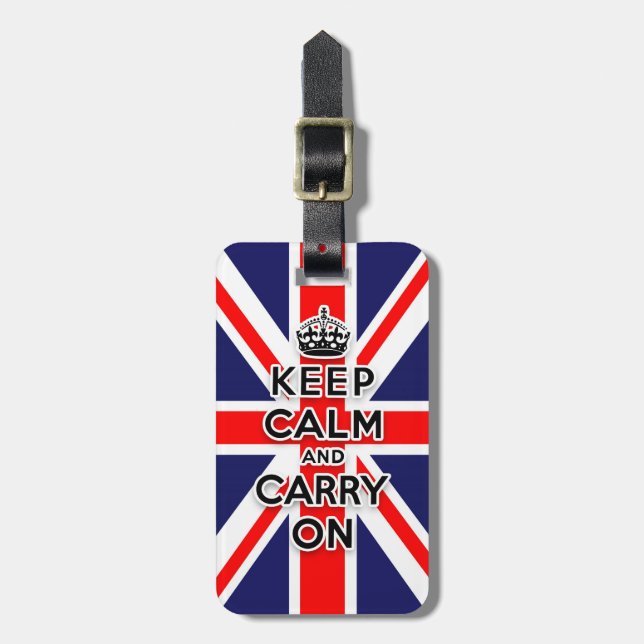 Étiquette À Bagage maintenez calme et continuez le drapeau d'Union (Devant Vertical)