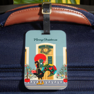 Étiquette À Bagage Maison de Noël portugaise avec Rooster Salutations