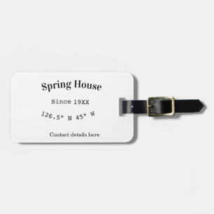 Étiquette À Bagage Maison de printemps etc. Date année coordonnées pe