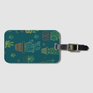 Étiquette À Bagage Maison Plantes Cactus Illustration Boho Cactus